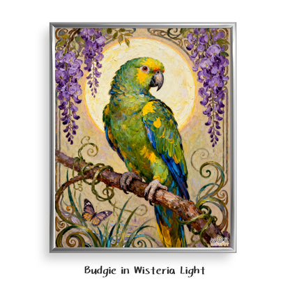 Budgie in Wisteria Light
